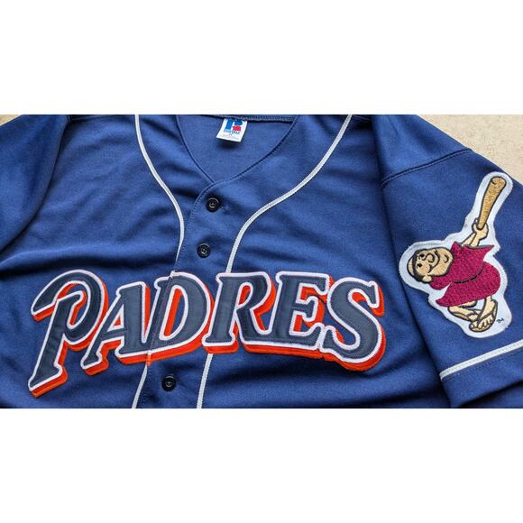 San Diego Padres 1997-1998 Russell DIAMOND jersey 44 M navy orange MLB vintage - Picture 2 of 15